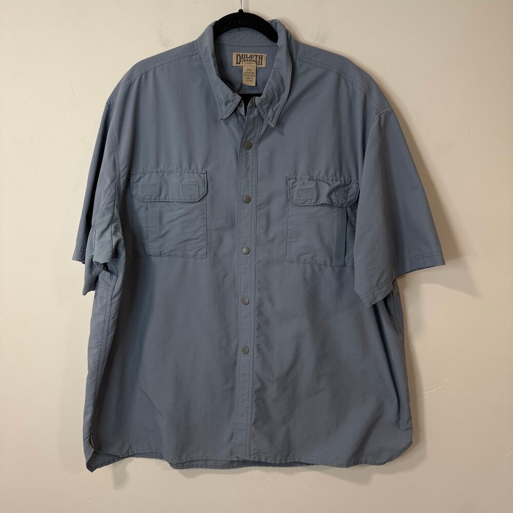 Duluth Trading Co Men's Dry On The Fly Nylon Short Sleeve Shirt Blue 2XL Vented